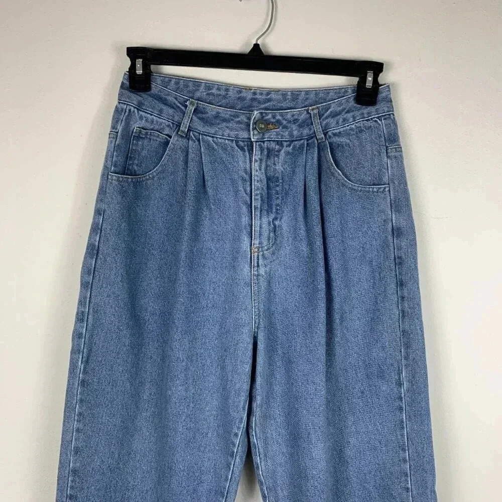 Oak High-Waist Pleated Mom Jean - Blue - 30 - Picture 7 of 8